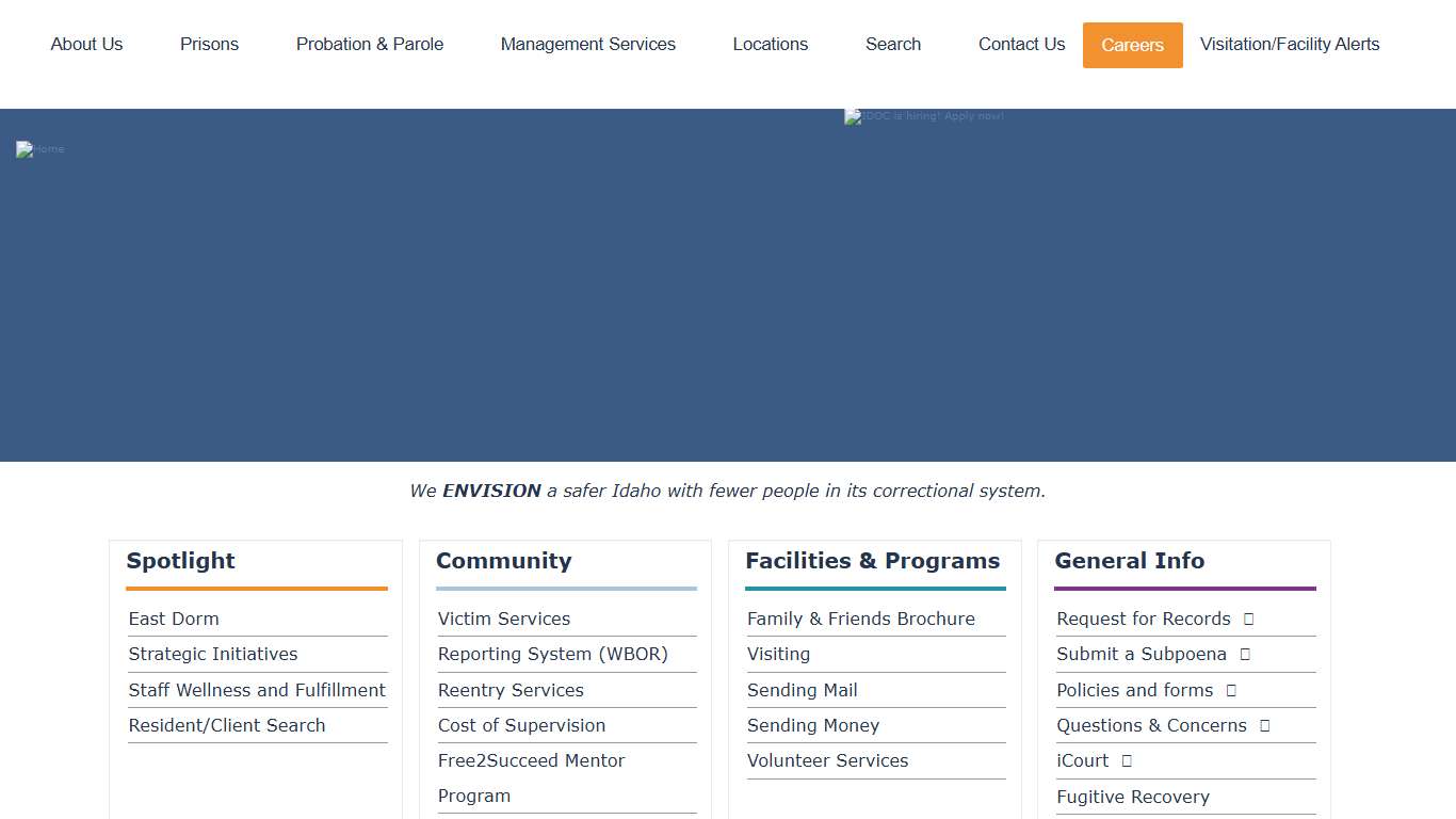 Welcome to Idaho Department of Correction | Idaho Department of Correction