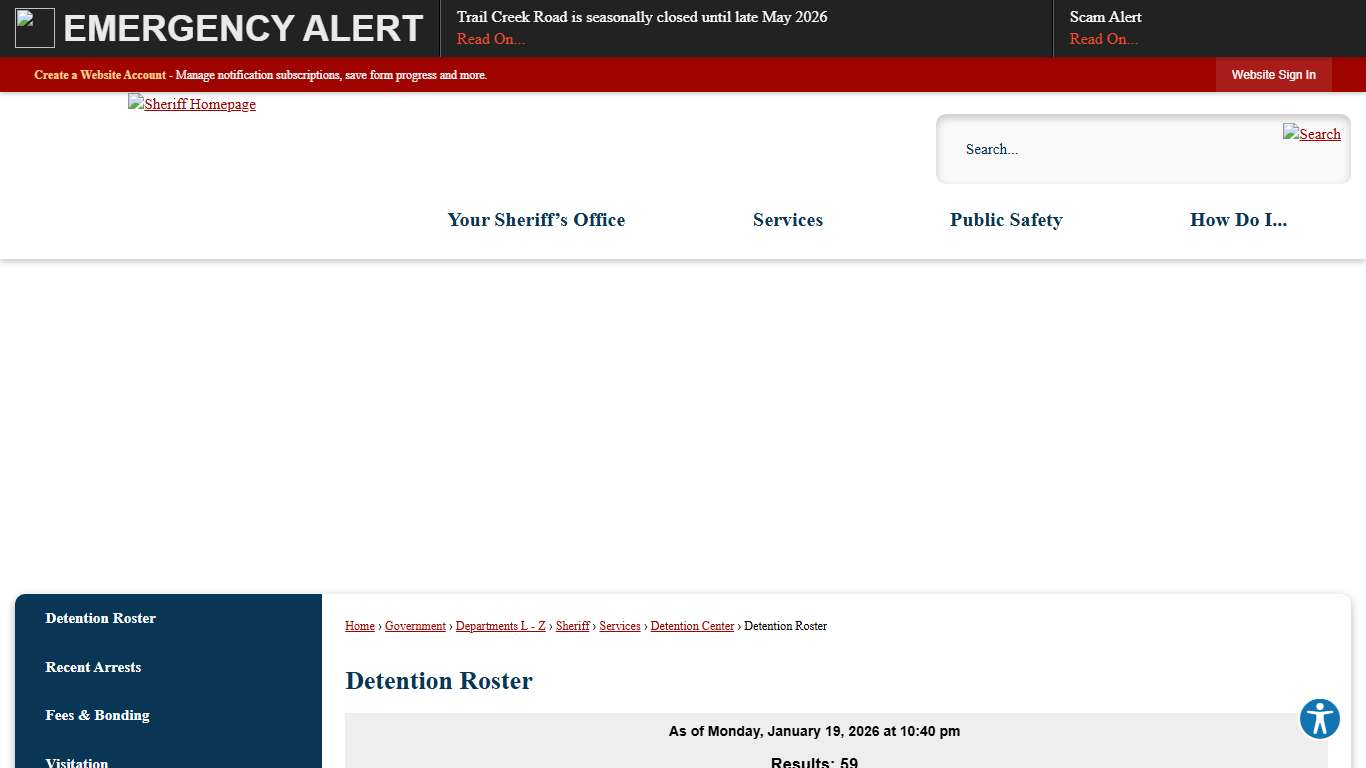 Detention Roster  | Blaine County, ID