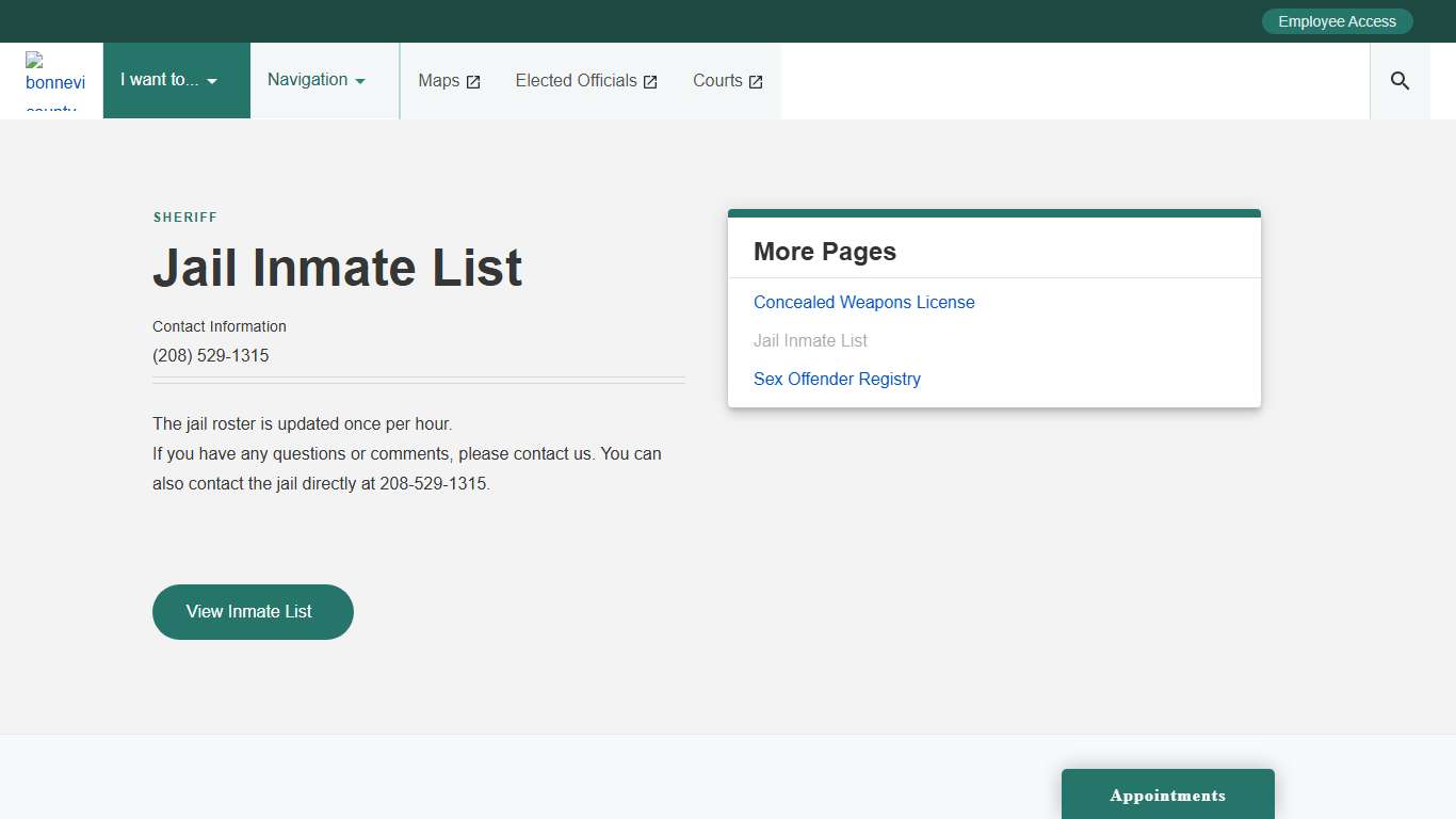 Jail Inmate List | Bonneville County