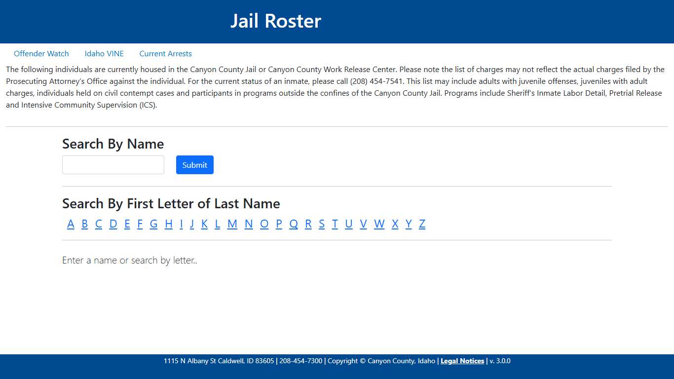 Jail Roster